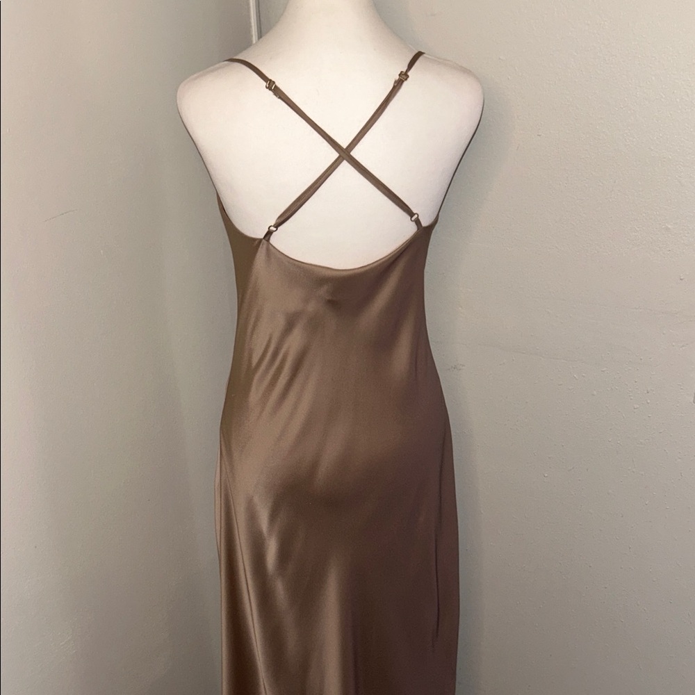 Show Me Your MuMu Taupe Floor Length Formal Prom Special Occassion Slip Dress - Picture 9 of 14
